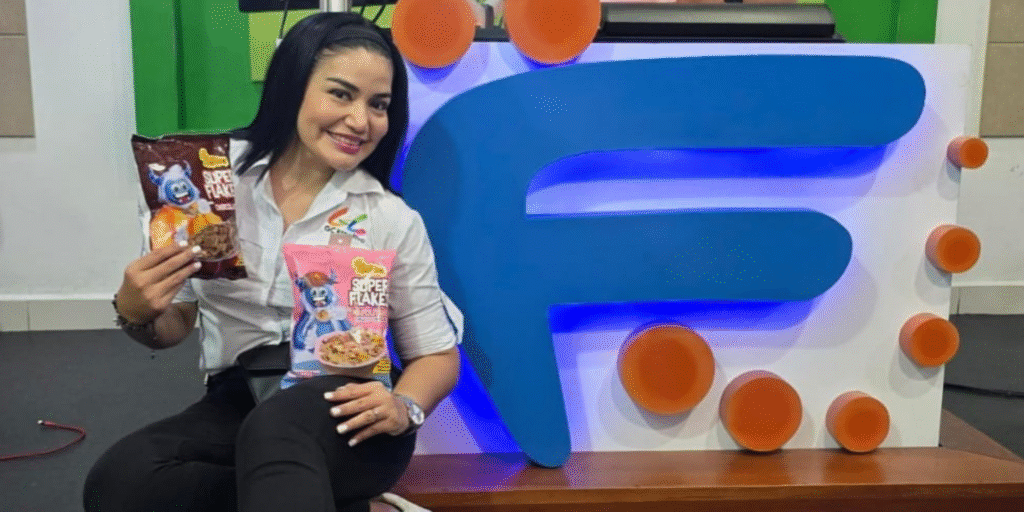 Gleydis Castillo, madre emprendedora en Nicaragua, presenta productos alimenticios como parte de una estrategia BTL.